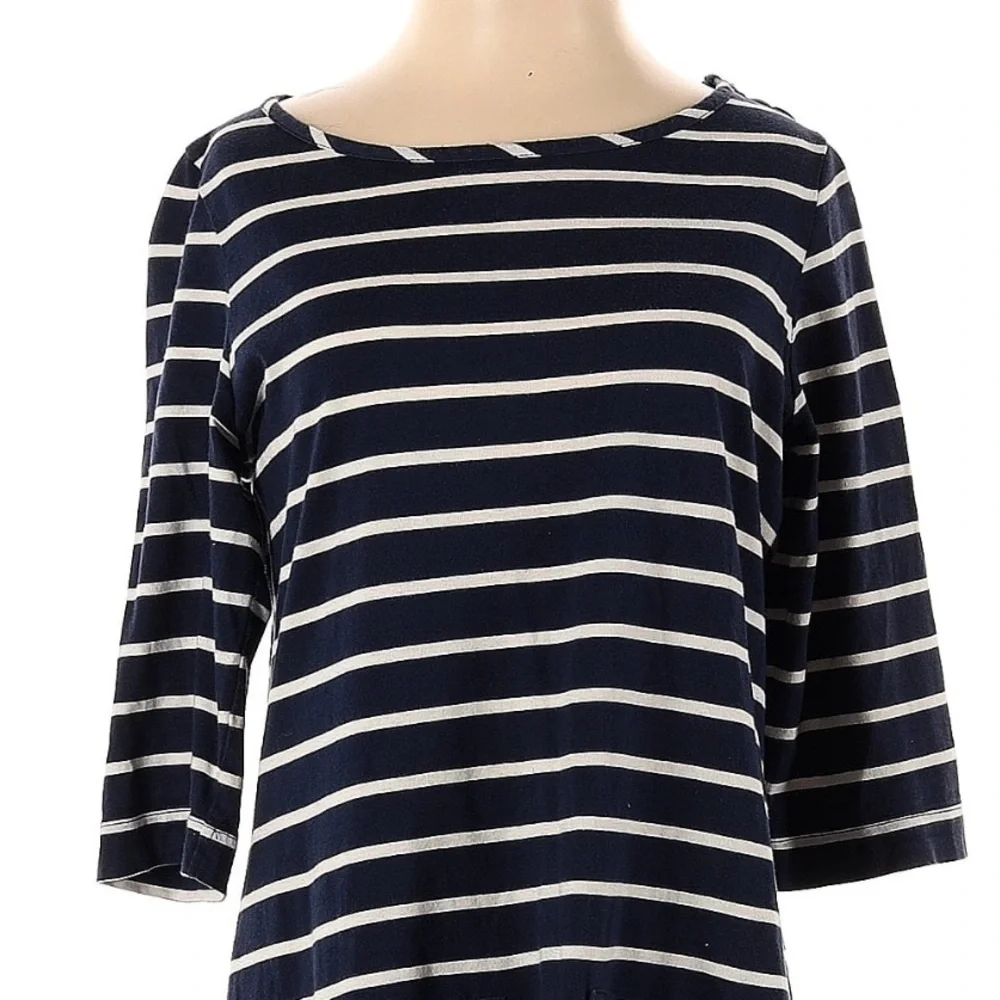 Boden Stripe Jersey Dress Size 4 Small S Coastal Nautical Midi Pockets Stretchy - Picture 6 of 6